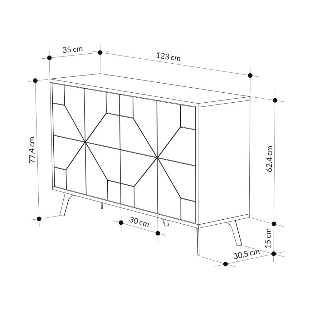 Sideboard Dune 2 Türen Taube Farbe 123 cm