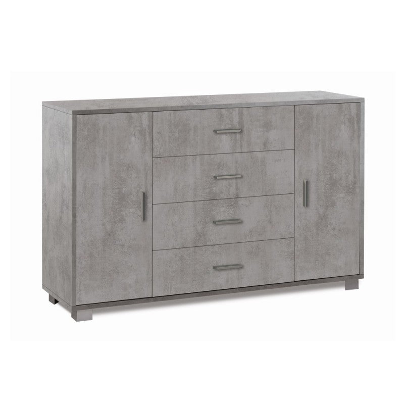 Sideboard zwei Türen vier Schubladen Beton 136x41x h86 cm