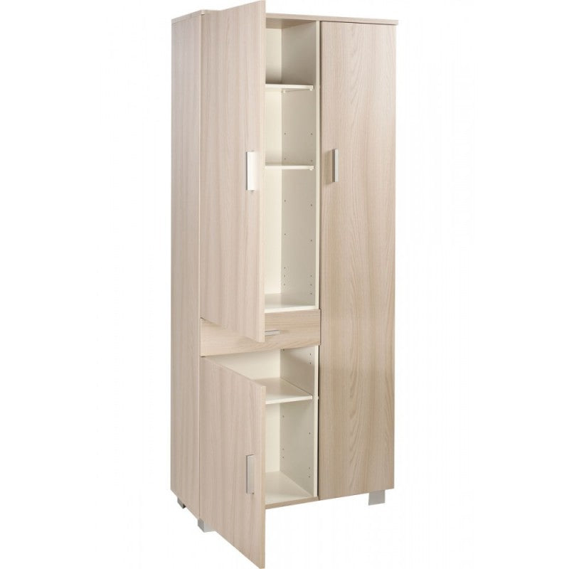 Mehrzweckschrank mit drei Türen und einer Schublade in Light Olmo 77x34x h178 cm