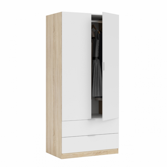 Kleiderschrank mit 2 Türen und 2 Schubladen cm. 80 x 52 x 180