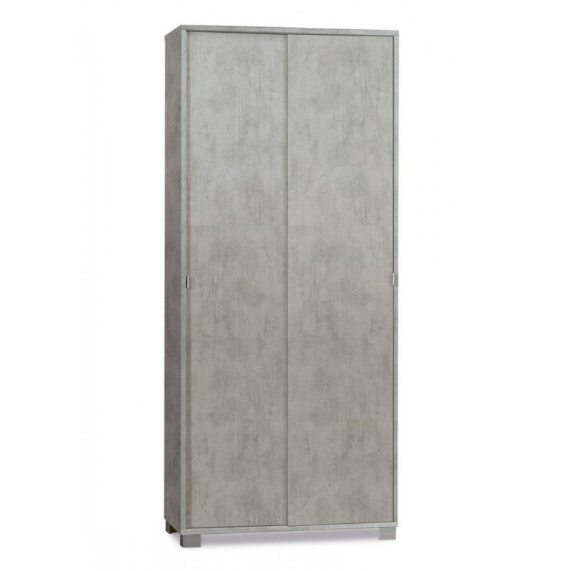 Mehrzweckschrank mit zwei Schiebetüren mit Beton-Cemento-Regalen 82x41x h190 cm