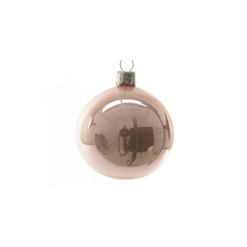 Weihnachtsbaumdekoration Pallina in glänzem rosa Glas cm 6