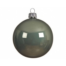 Glänzende hellgrüne Weihnachtskugel aus Glas, 8 cm