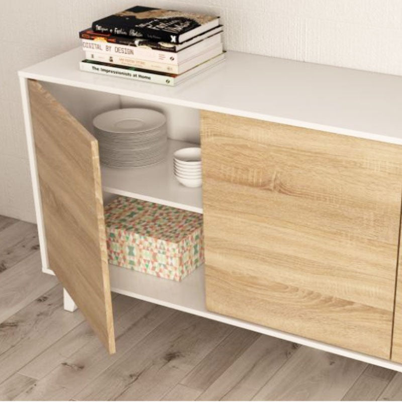 Sideboard 3 Türen cm. 154 x 41 x 75 Weiß