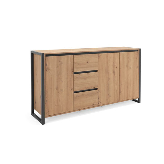 Modernes Sideboard aus Eichenholz mit Schubladen im urbanen Stil, 160 x 40 x 88 h cm