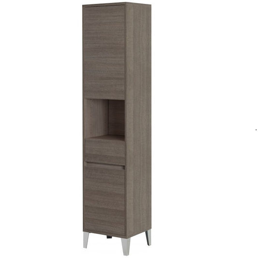 Handtuchhalter-Kleiderschrank mit zwei Türen und einer Schublade, dunkle Eiche, 40 x 35 x 183 cm