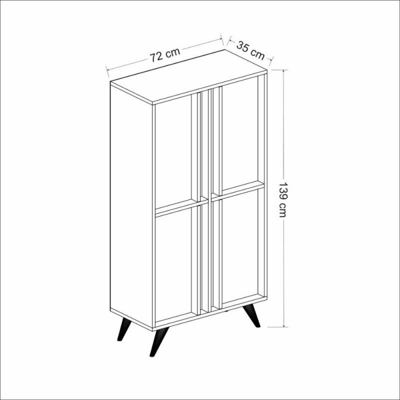 Hohes Sideboard 4 Türen Anthrazit Walnuss 72x35x139h cm