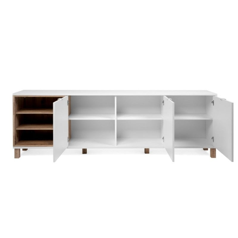 3-türiges Sideboard aus weißer Eiche, 200 x 35 x 64,5 cm