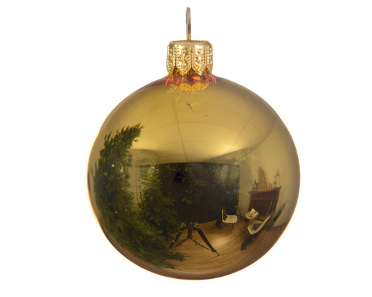 Weihnachtskugel aus Glas, glänzende Goldfarbe, 15 cm