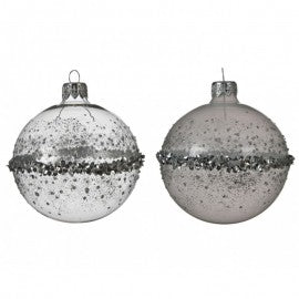 Verschiedene glitzernde, transparente Glas-Weihnachtskugeln, 8 cm, 1 Stück