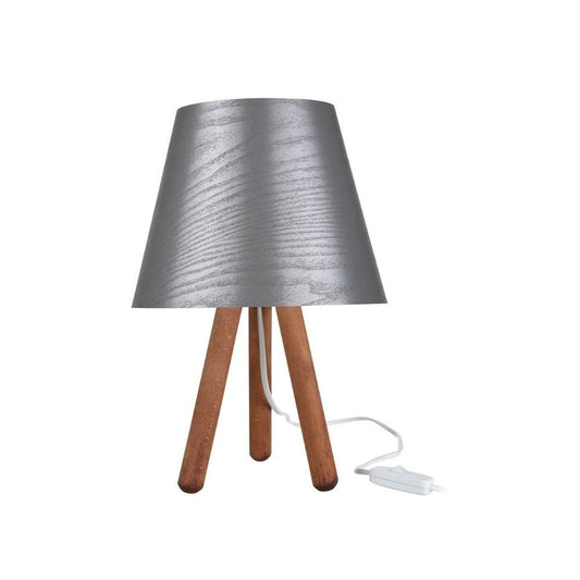 Lampada da tavolo Pino ASZ1453 treppiede legno e paralume grigio EFFEZ