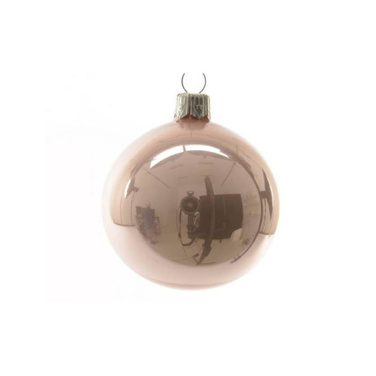 Glänzende rosa Weihnachtskugel aus Glas, 8 cm