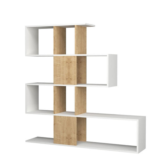 Libreria scaffale 4 livelli 9 scomparti bianco e rovere 145x29xh.145 cm(D2306KTL145M011) EFFEZ