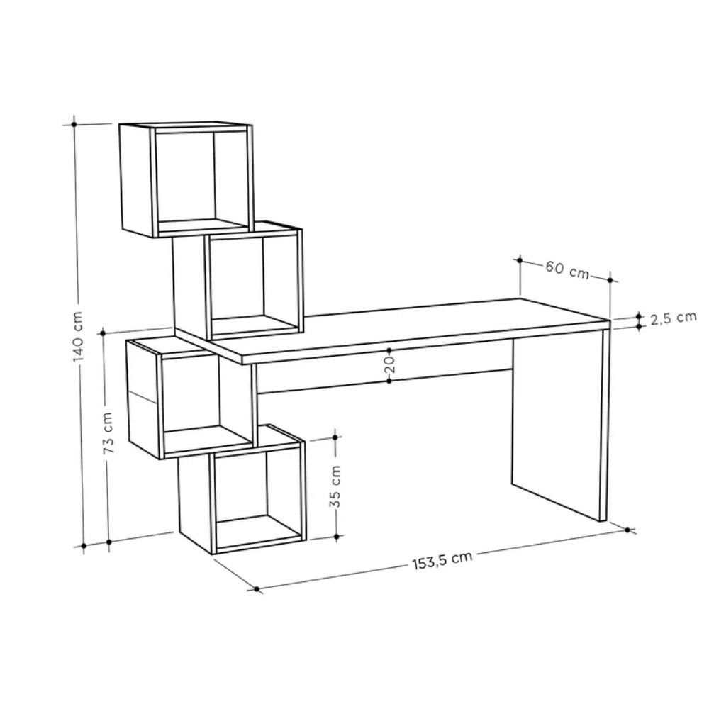 Schreibtisch mit weißer Balance-Bibliothek