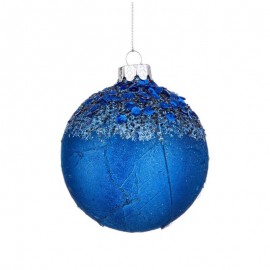 Blaue Glas Weihnachtskugel mit Glitzer AILEEN 8 cm Weihnachtskugel