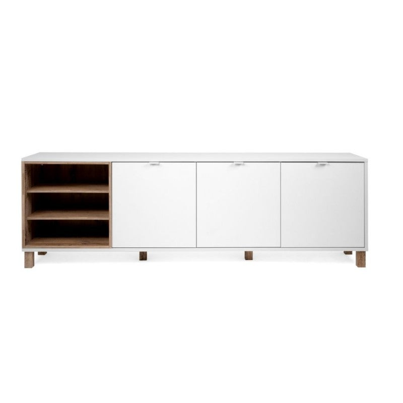 3-türiges Sideboard aus weißer Eiche, 200 x 35 x 64,5 cm