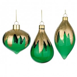 Glasanhänger Green Gold PAINT Weihnachtskugel 1 Stück