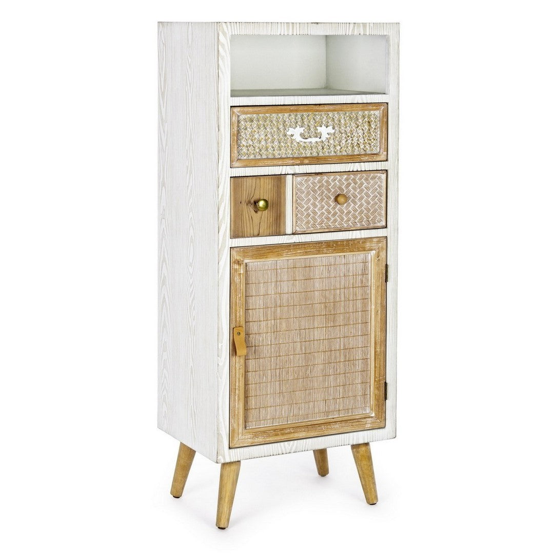 Eloise Schrank 1 Tür 2 Schubladen aus Naturholz 48x35x121h cm