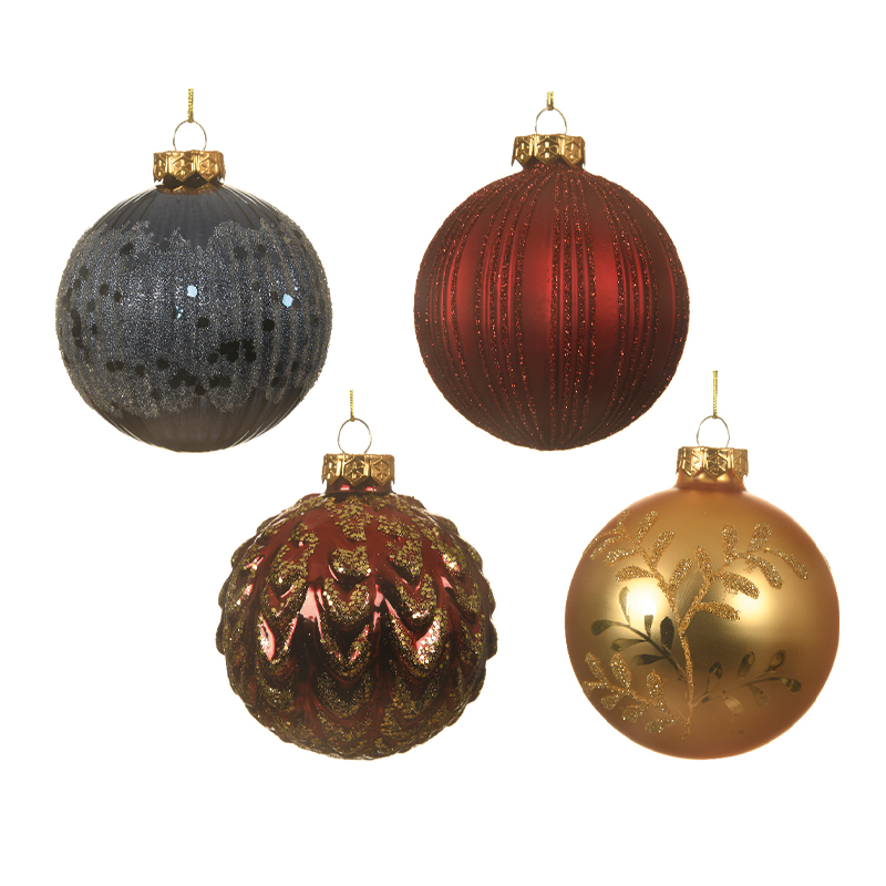 Sortierte Weihnachtskugel 4 Designs Ø8cm