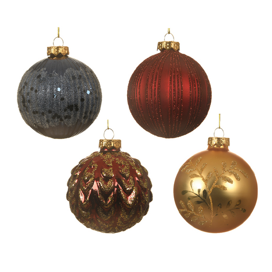 Sortierte Weihnachtskugel 4 Designs Ø8cm