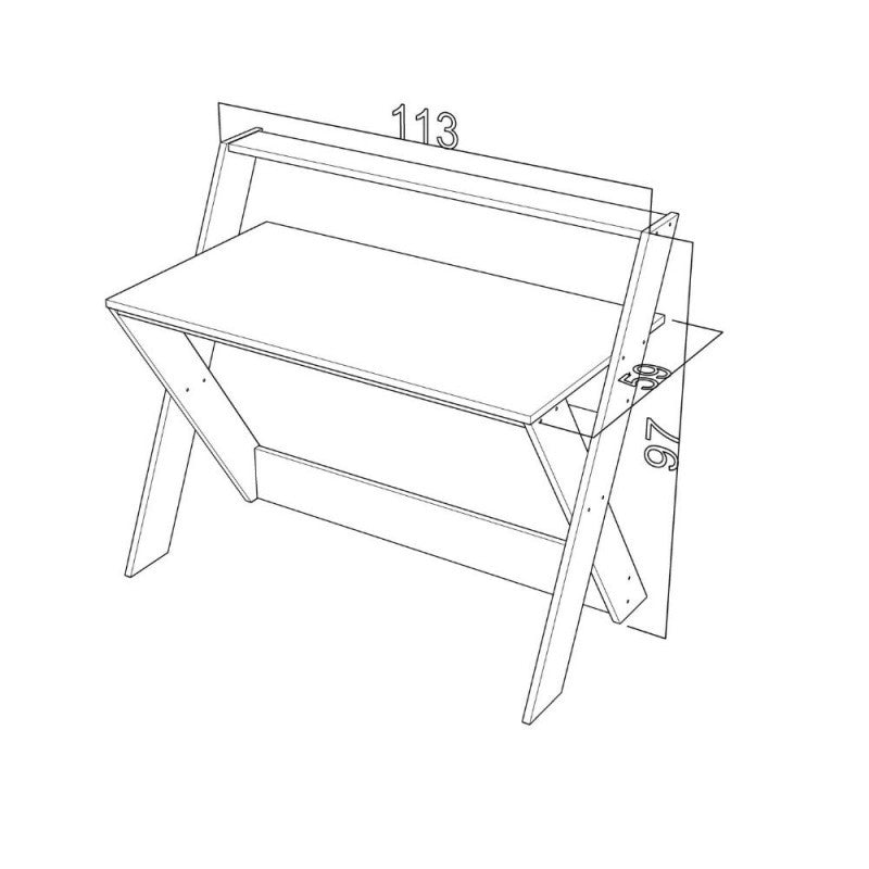 Alixus weißer natürlicher Schreibtisch im skandinavischen Stil 113x59xh.97 cm