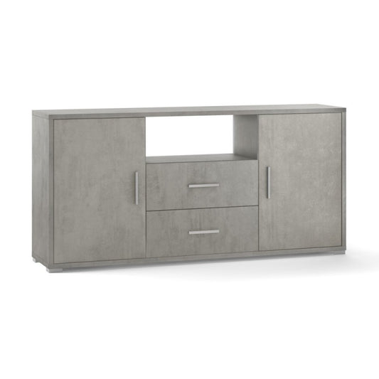 Sideboard mit zwei Türen und zwei Schubladen Beton Cemento 174x41x h84 cm