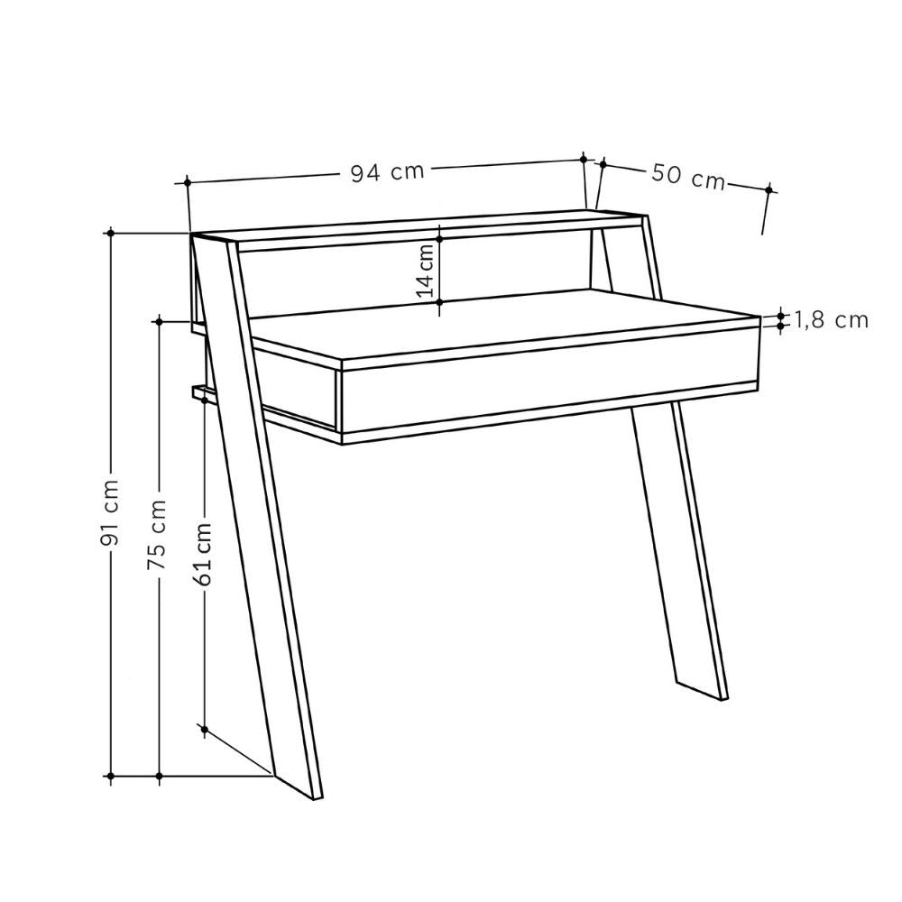 Cowork taubengrauer Wandschreibtisch mit Schublade 94 cm.