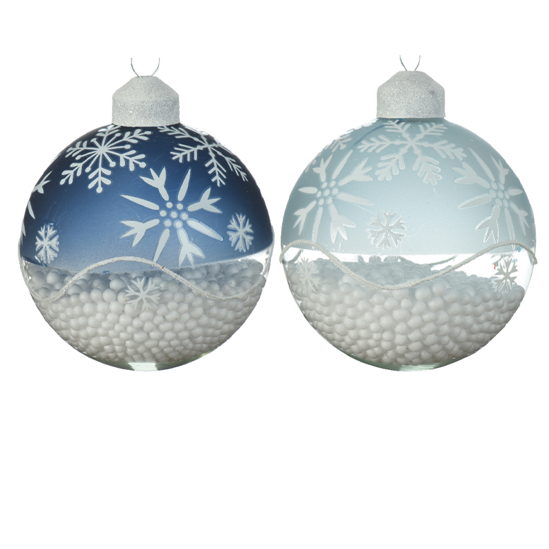 Blaue und hellblaue Weihnachtskugel aus Glas Ø8cm