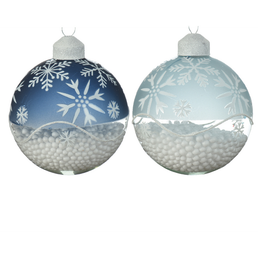 Blaue und hellblaue Weihnachtskugel aus Glas Ø8cm