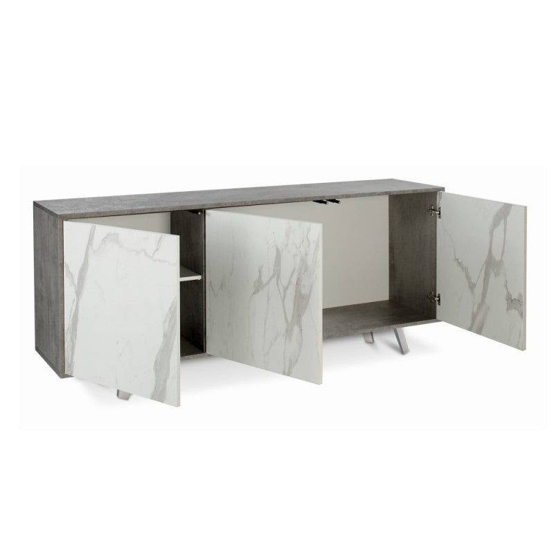 Dreitüriges Sideboard aus Cemento-Marmor, 177 x 41 x 74 cm