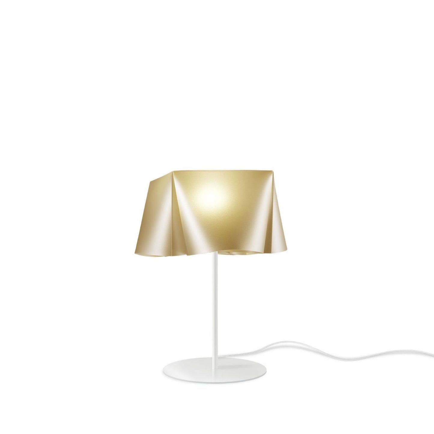 Neue goldene Tischlampe mit Metallsockel und Stiel cm. 28 x 35h