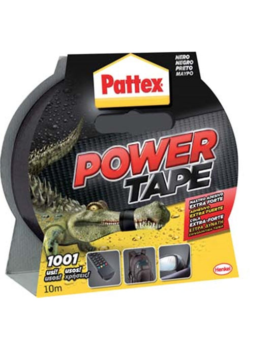 Hochbeständiges Power Tape Pattex schwarzes Klebeband, 50 mm breit und mit einem Fassungsvermögen von 10 ml.