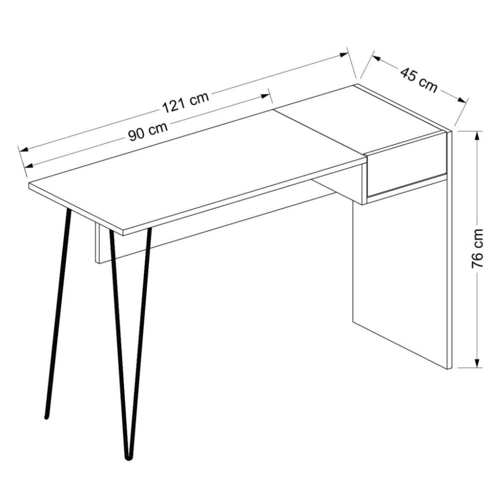 Candy Schreibtisch Anthrazit Walnuss USB-Anschlüsse 121x45