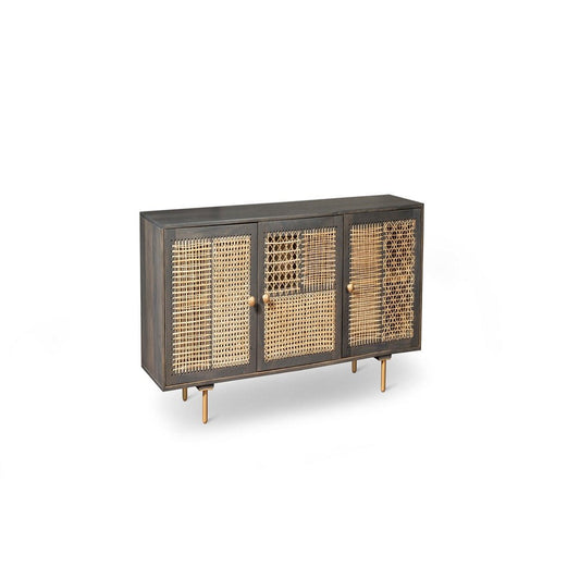 Moderne graue dunkelgraue, goldene Rattan Gold cm 160 x 38 x h 75