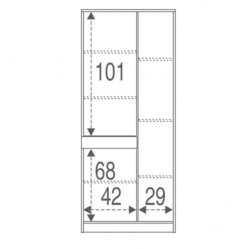 Mehrzweckschrank mit drei Türen und einer Schublade Eukalyptus 77x34x h183 cm