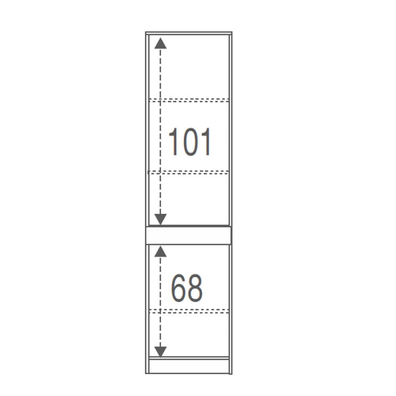 Mehrzweckschrank mit zwei Türen und einer Schublade in Light Olmo 46x34x h183 cm