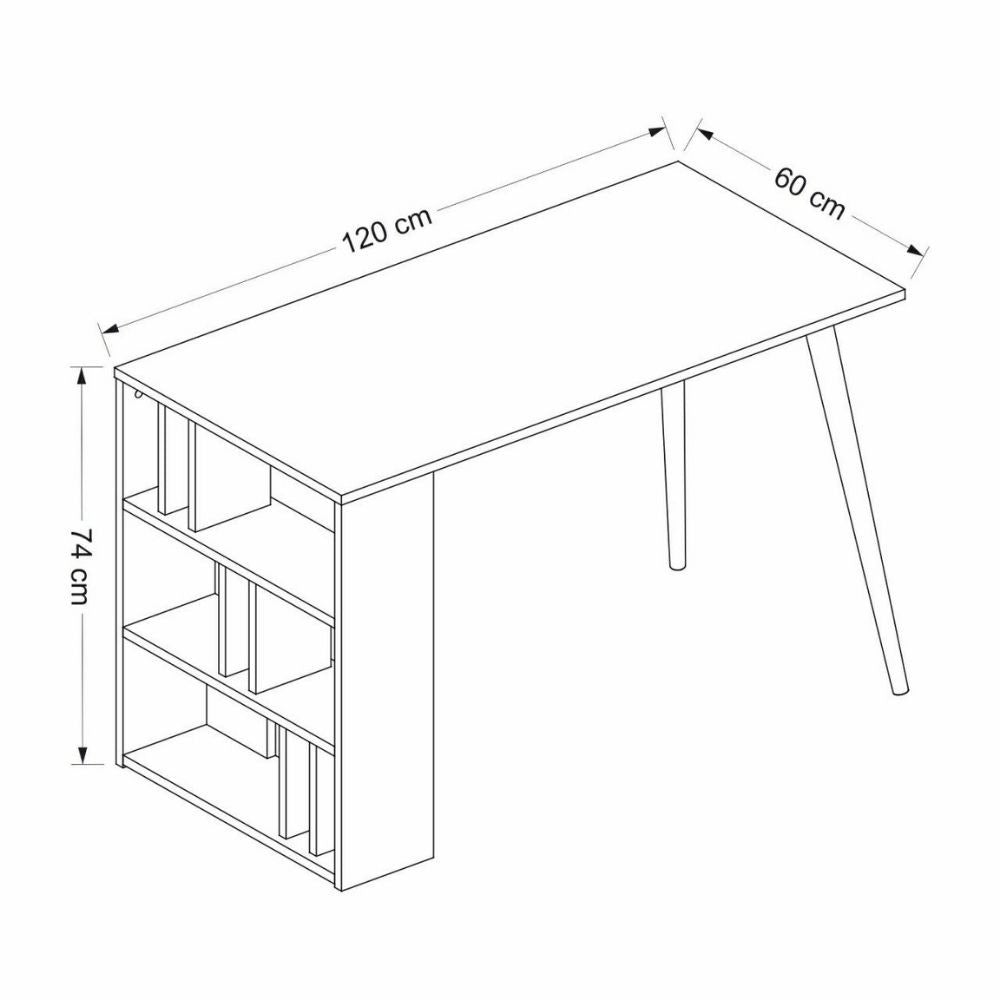 Schreibtisch Pina 120 mit Anthrazit-Nuss-Bibliothek