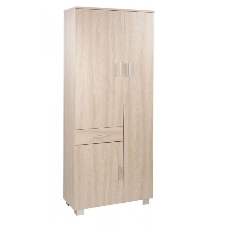 Mehrzweckschrank mit drei Türen und einer Schublade in Light Olmo 77x34x h178 cm