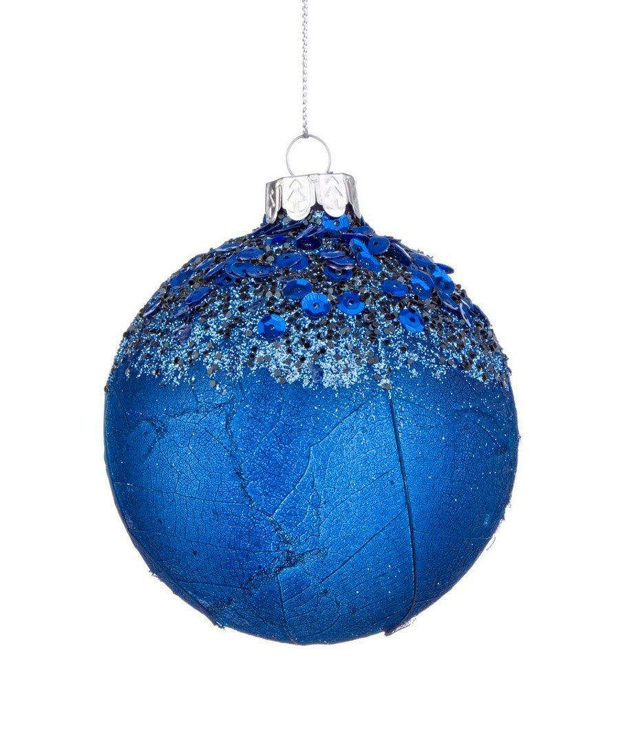 Aileen Weihnachtskugel aus blauem Glas Ø10 cm