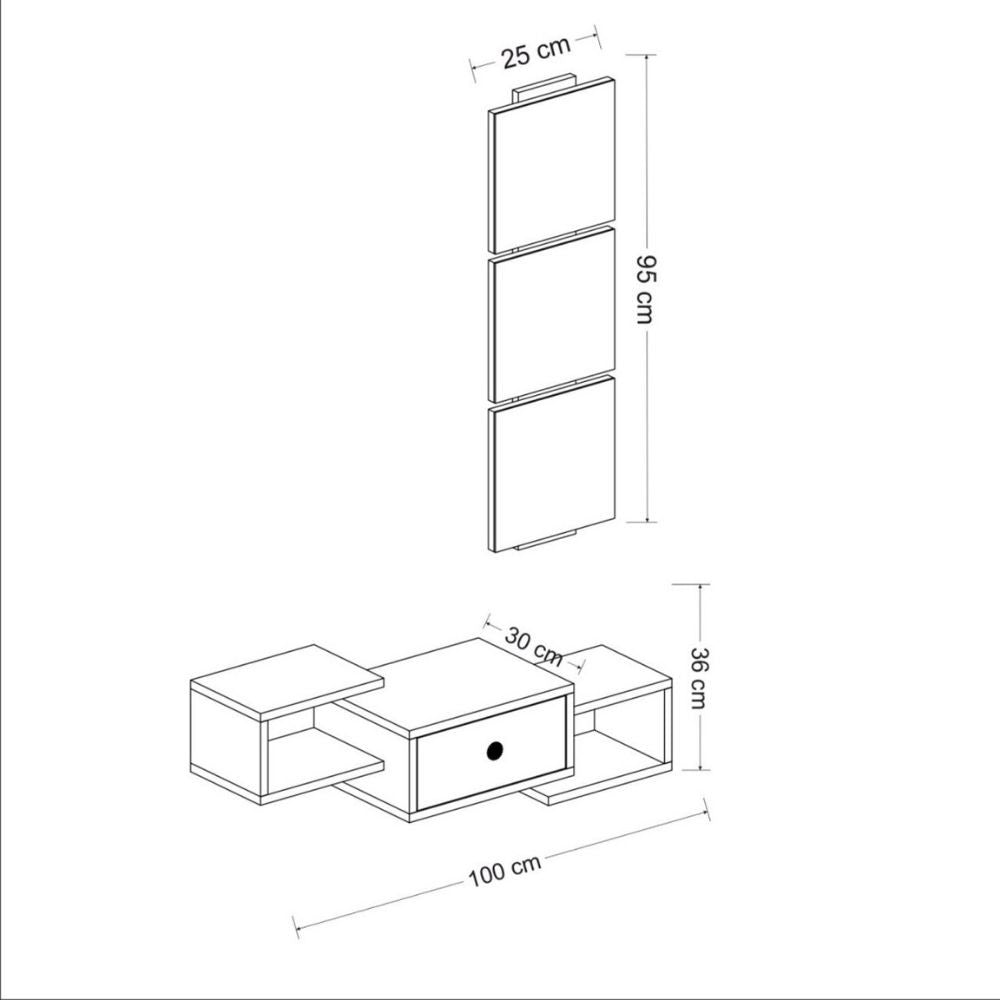 Wandschrank Dorado anthrazit mit Spiegel