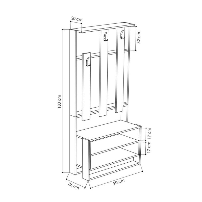 Mobil Chester-nuss 90x36xh 180 cm