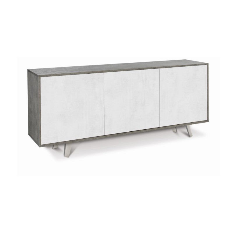 Sideboard drei Türen Zement Weiß Oxid 177x41x h74 cm