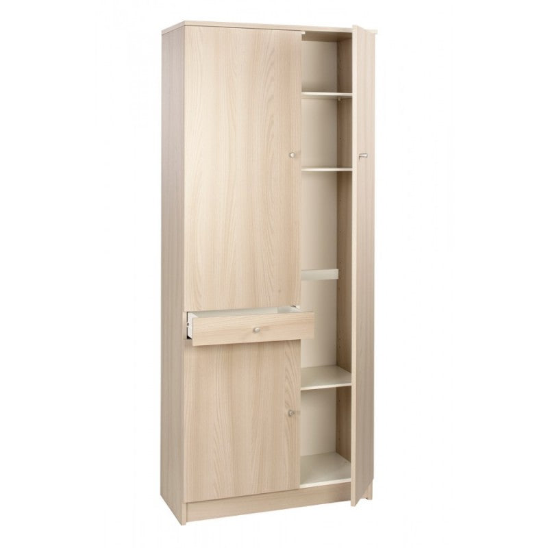 Mehrzweckschrank mit drei Türen und einer Schublade in Light Olmo 77x34x h183 cm